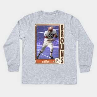 Retro Jim Brown Football Trading Card Kids Long Sleeve T-Shirt